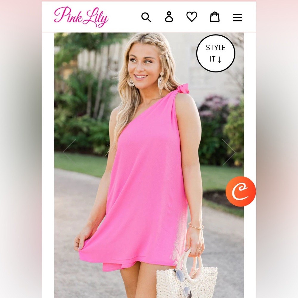 THRIVING ALL NIGHT MAGENTA ONE SHOULDER DRESS from Pink Lily